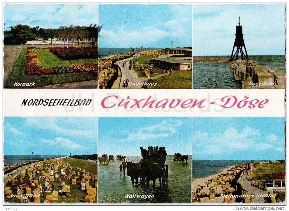 Nordseeheilbad Cuxhaven Döse - Kurpark - Strandhaus - Kugelbake - Grünstrand - Wattwagen - Germany - 1982 Gelaufen - Cuxhaven