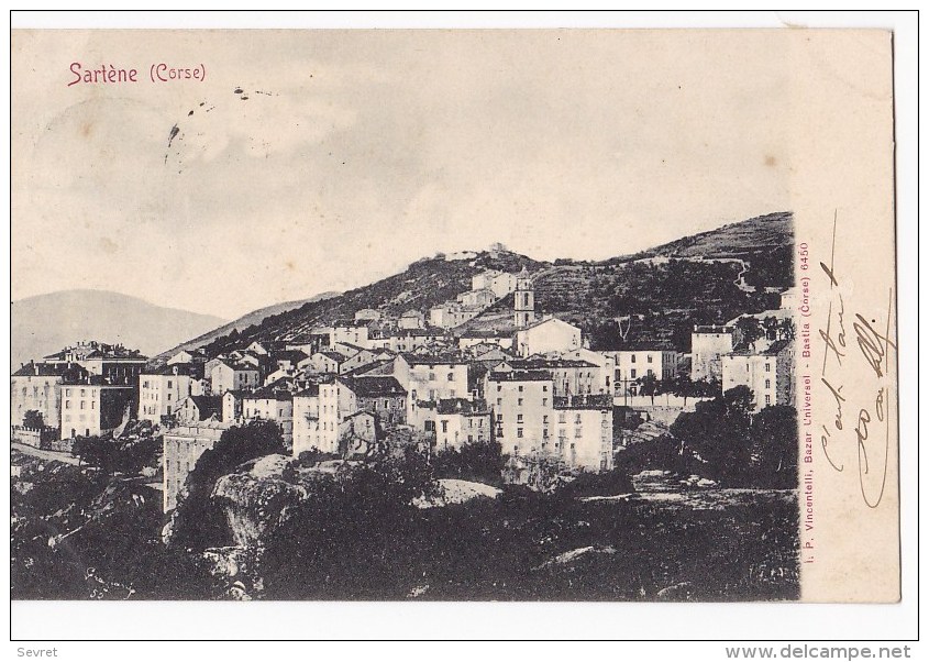 CORSE -  Sartene  - Vue Générale  Carte Précurseur. - Sartene