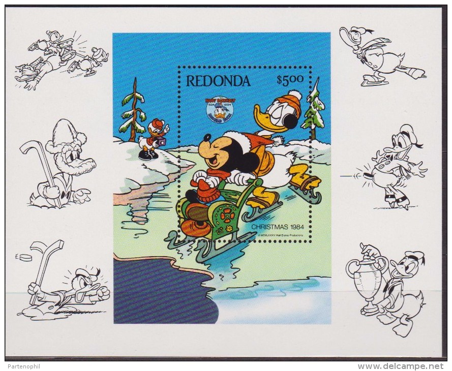 REDONDA  - DISNEY CHRISTMAS 84' SHEET MNH FOGLIETTO NUOVO - Disney