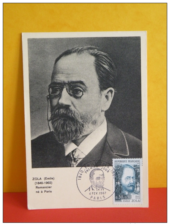 FDC- Carte Maxi, Émile Zola 1840/1902 - Paris - 4.2.1967 - 1er Jour, Coté 3 € - 1960-1969