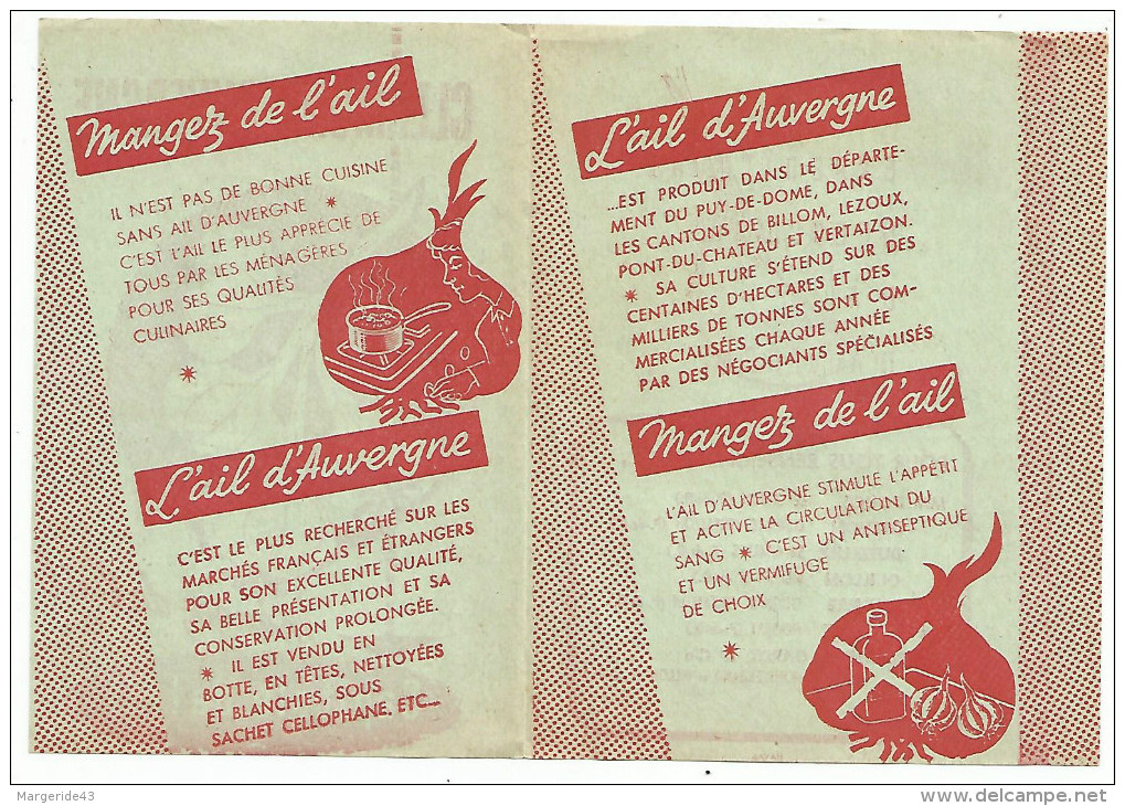 PUBLICITE AIL DE CLERMONT AUVERGNE CAPITALE DE L'AIL. - 1950 - ...