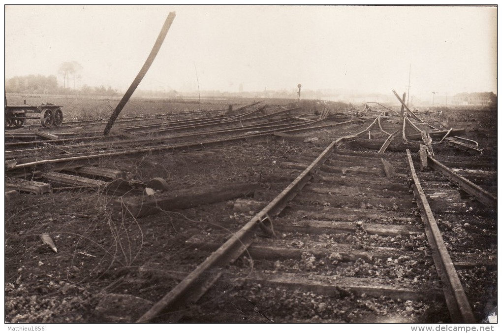 CP Photo Septembre 1918 Minage Des Voies Ferrées Sur La Ligne Lens-Libercourt  (A99, Ww1, Wk1) - Autres & Non Classés