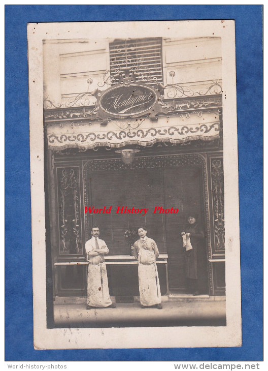 CPA Photo - PARIS 13e - Boucherie MONTAGNIER - Boulevard ARAGO - 1913 - TOP RARE - Envoyée à SAINT MARTIN D'ESTREAUX - Distretto: 13