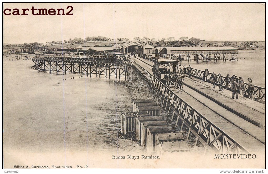 MONTEVIDEO BANOS PLAYA RAMIREZ URUGUAY ATTELAGE TRAMWAY 1900 - Uruguay