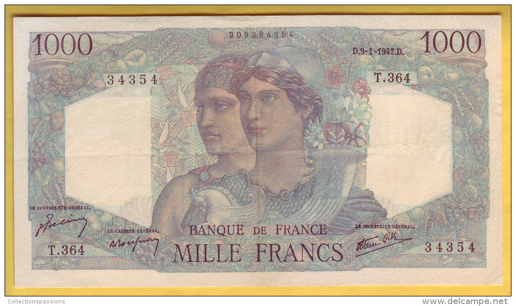 BILLET FRANCAIS - 1000 Francs Minerve Et Hercule 9.1.1947 TTB - 1 000 F 1945-1950 ''Minerve Et Hercule''