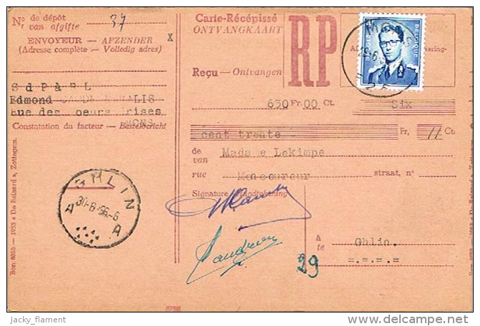 1956 - 3 Cartes-récipissés (reçus) - Mons & Cuesmes Pour Paiement Textiles & Confections - 28/12 - 29/06 & 15/12 - 1950 - ...