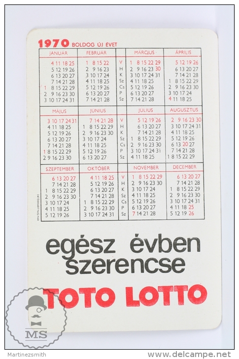 Vintage 1970 Small/ Pocket Calendar - Blonde Lady & Man - Hungarian Gaming - Toto Lotto - Small : 1961-70