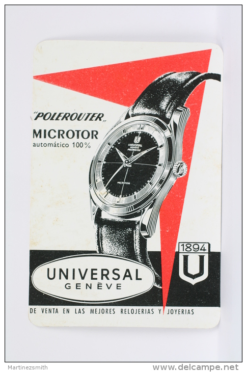 Vintage 1960 Small/ Pocket Calendar - Universal Geneve Polerouter -Microtor Automatic  Swiss Made Wristwatch Advertising - Kleinformat : 1941-60
