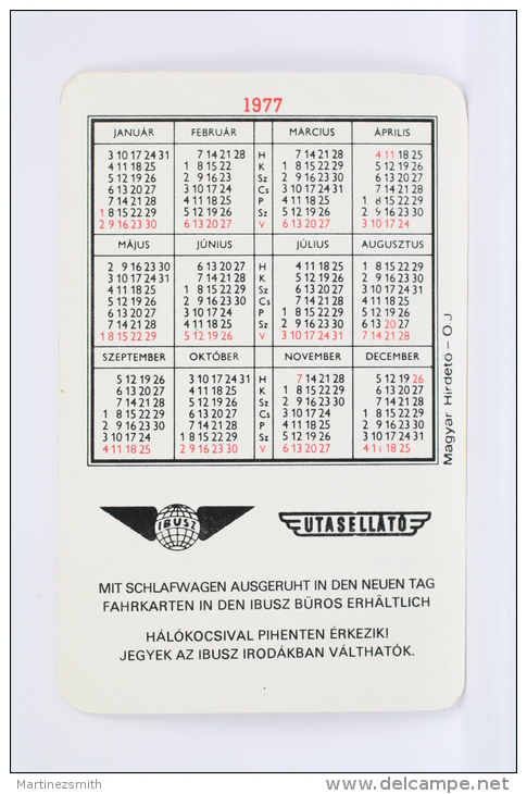 1977 Small/ Pocket Calendar - Utasellato Railway/ Train Service - Hungary Advertising - Tamaño Pequeño : 1971-80