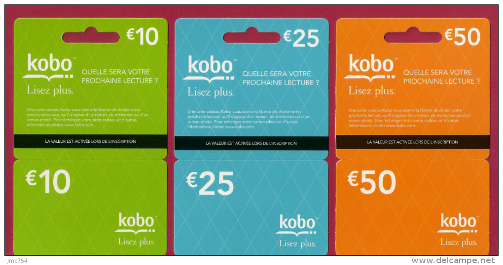 Gift Cards 3 Carte cadeau. Gift card. KOBO Etat luxe