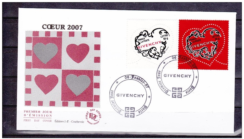 FRANCE 2007   FDC   ENVELOPPE COEUR DE GIVENCHY 3996 - 2000-2009