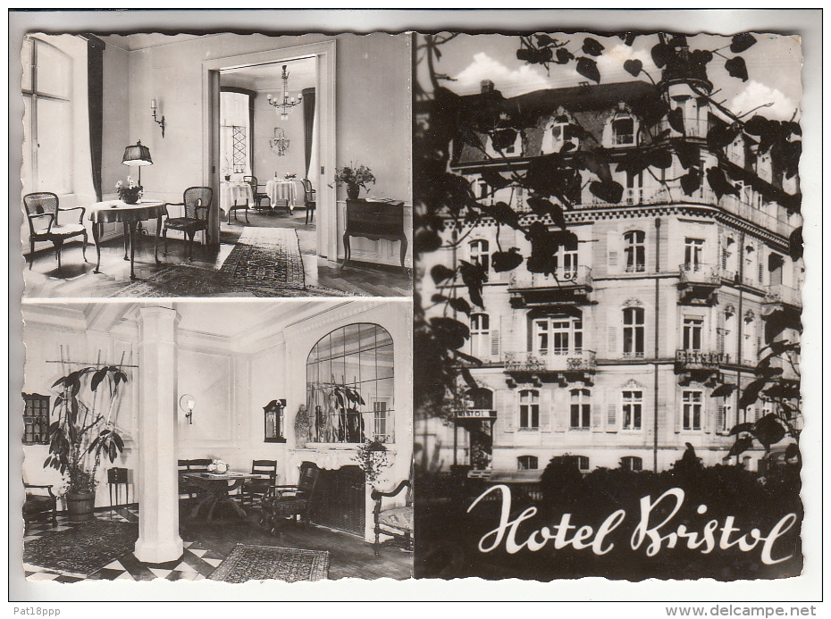 DEUTCHLAND Allemagne - BADEN BADEN : Hotel BRISTOL Luisenstrasse NR 22 - CPSM (pliable) Dentelée Noir Blanc GF - Baden-Baden