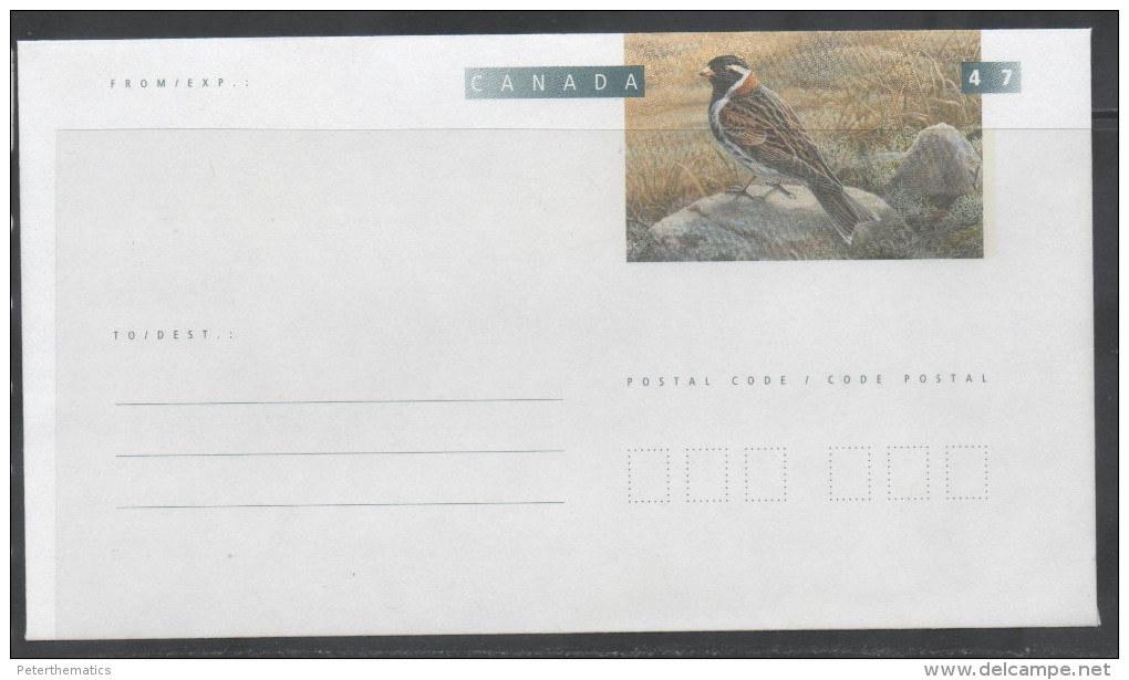 CANADA, MINT, PREPAID ENVELOPE, BIRDS,LONGSPUR, NICE POSTAL STATIONERY - Kolibries