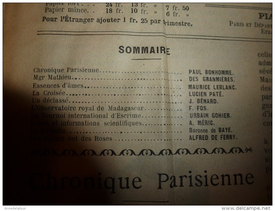 1896 SOLEIL Du DIMANCHE: Escrime International;Les MACROBES;Météor à Lesnes Près Namur;Âmes Des Sauvages;Sciure De Bois - Astronomía