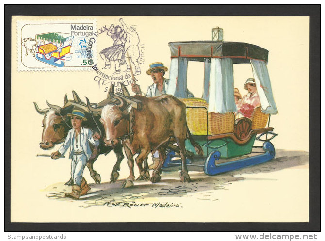 Portugal Madère Char à Bœufs Carte Maximum C1983 Ox Cart Madeira Maxicard - Tarjetas – Máximo