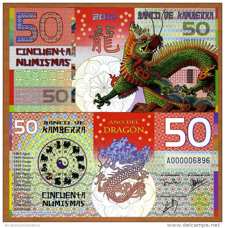 KAMBERRA  50 NUMISMAS  2.012  "Año Del Dragon" UNC/SC PLANCHA  T-DL-10.559 - Autres - Océanie