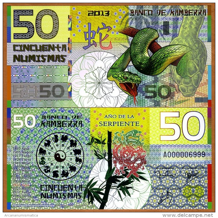 KAMBERRA  50 NUMISMAS  2.013  "Año De La Serpiente" UNC/SC PLANCHA  T-DL-10.560 - Autres - Océanie