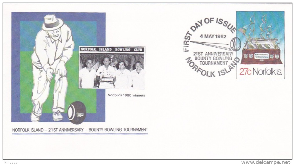 Norfolk Island,1982 Bounty Bowling Tournment, Pre Stamped Envelope 007  FDC - Norfolk Island