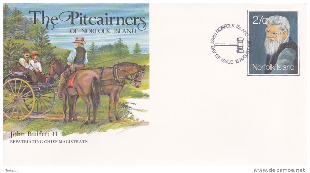 Norfolk Island,1983 The Pitcairners ,John Buffett II, Pre Stamped Envelope FDC - Norfolk Island