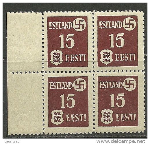 ESTLAND Estonia 1941 Michel 1 Y Tartu Dorpat In 4-block MNH - Besetzungen 1938-45