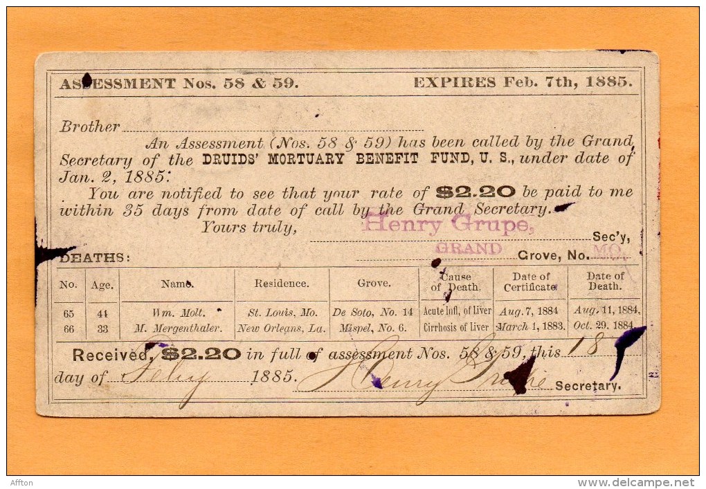 United States 1885 Card Mailed - ...-1900