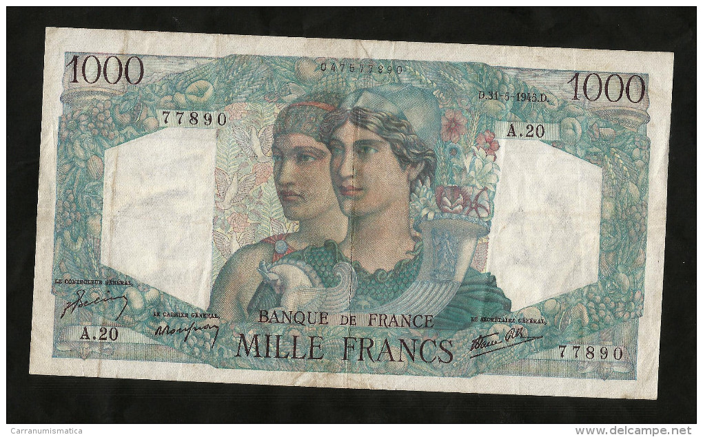 FRANCE - BANQUE De FRANCE - 1000 Francs MINERVE Et HERCULE - (D. 31 - 5 - 1945) - 1 000 F 1945-1950 ''Minerve Et Hercule''