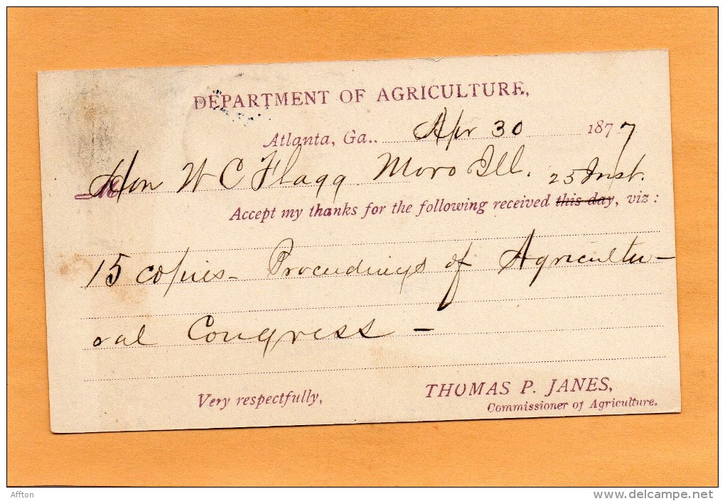 United States 1877 Card Mailed - ...-1900