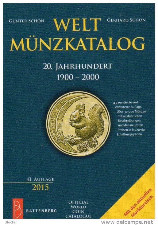 Weltmünzkatalog A-Z 2015 Neu 50€ Münzen 20.Jahrhundert Battenberg Verlag Schön Coins Europe America Africa Asia Oceanien - German