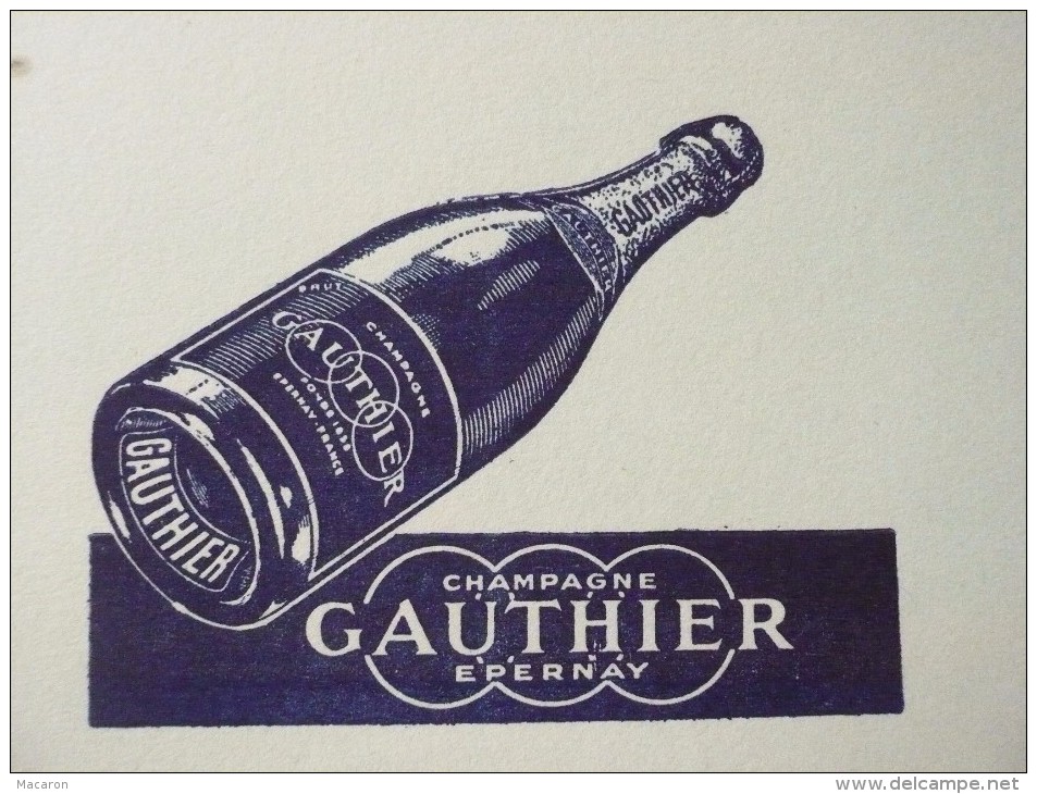 Lot De 2 Buvards CHAMPAGNE GAUTHIER Epernay. Etat Bon. Années 50. Dessins De La Bouteille Différents. VINS - Schnaps & Bier