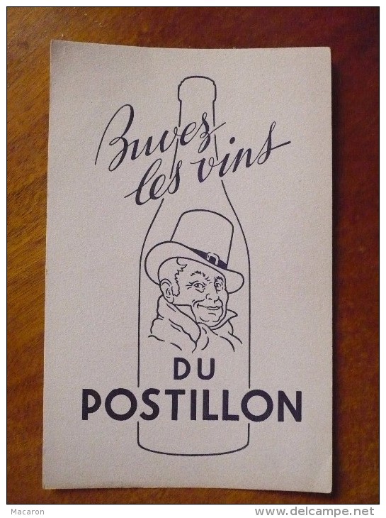 Buvard POSTILLON Buvez Les Vins Du Postillon. Etat TBon. Années 50. Dessin Tête De Cocher Dans Une Bouteille. Alcool - Liqueur & Bière