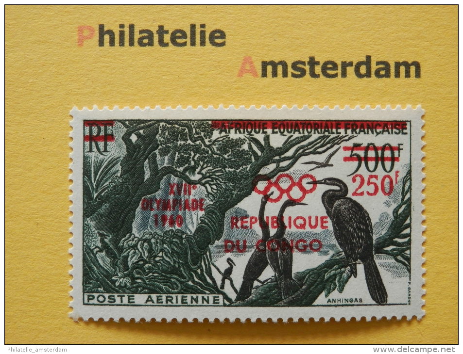 CG Brazaville 1960, OVERPRINT / OLYMPICS ROME / FAUNA BIRDS VOGELS: Mi 3, ** - Summer 1960: Rome