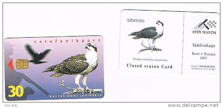 ESTONIA -  EESTI TELEFON (CHIP) - 1997 UCCELLI: FISH EAGLE (PANDION HALIAETUS) DIFFERENT CHIP   - USED° -  RIF. 5153 - Adler & Greifvögel