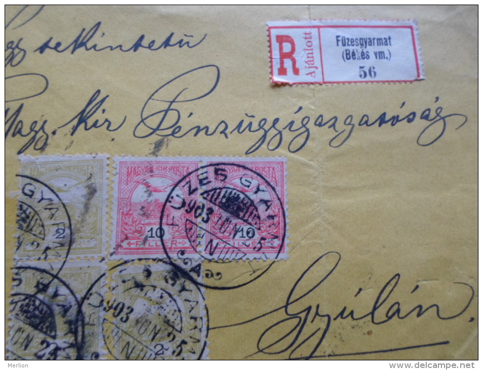 Hungary -  Registered  Cover -  Füzesgyarmat  To  Gyula  1903  -  D128805 - Lettres & Documents