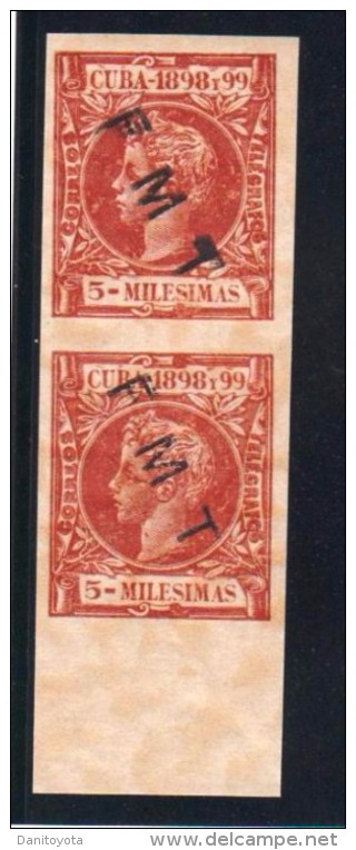 EDIFIL 158s ** .  PAREJA 5 MILESÍMAS SIN DENTAR ALFONSO XIII TIPO INFANTE - Kuba (1874-1898)