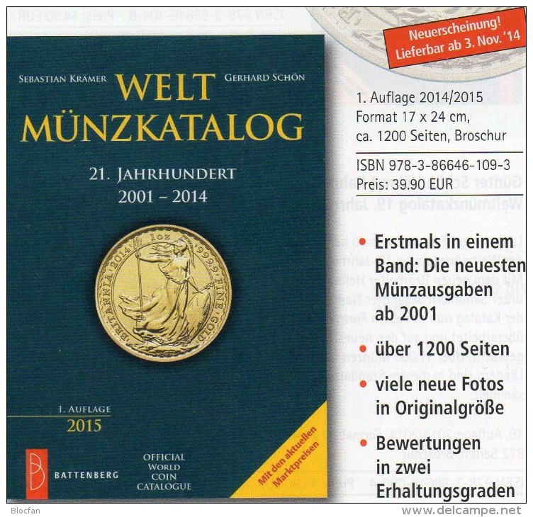 1.Auflage 2001-2014 Weltmünzkatalog A-Z Neu 40€ Münzen Schön Battenberg Verlag Coins Europe America Africa Asia Oceanien - Sonstige & Ohne Zuordnung