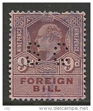 GRANDE BRETAGNE , Timbre Fiscal ,  9 D , Perforé , Perfin  " SC " - Revenue Stamps