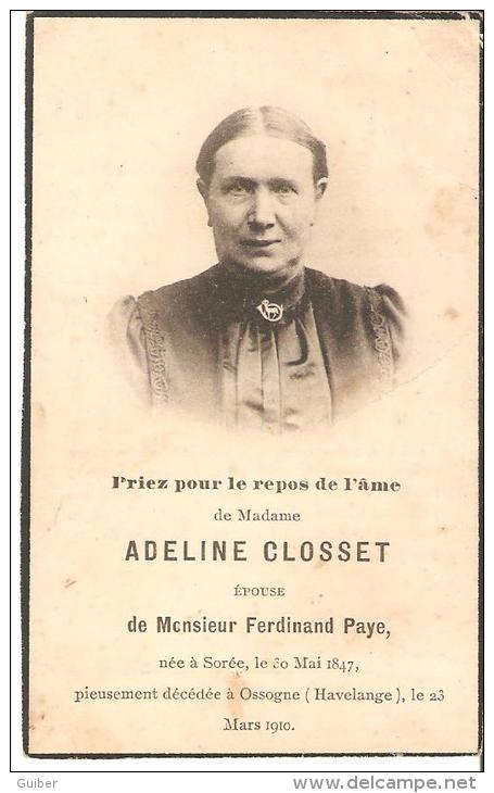 Adeline Closset Sorée 30 Mai 1847 Ossogne Havelange 23 Mars 1910 - Obituary Notices