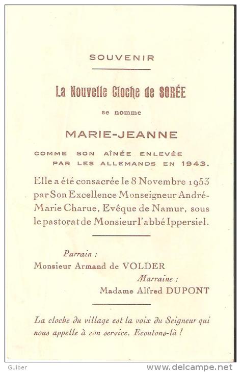 Souvenir De La Nouvelle Cloche De Sorée (bapteme) 1953 Imalit Maredret - Gesves