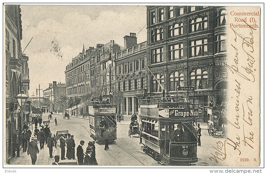 Portsmouth Commercial Road I 1510. 9. Tram  P. Used 1903 To Riva Bella Calvados France - Portsmouth