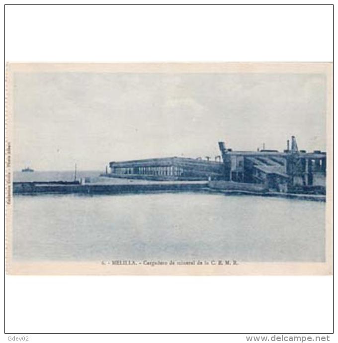 MLLLTPA4910-LFT4616.Tarjeta Postal De Melilla..Edificios,barcos,muelle,puerto,CARGADERO DE MINERAL De C.E.M.R. - Melilla