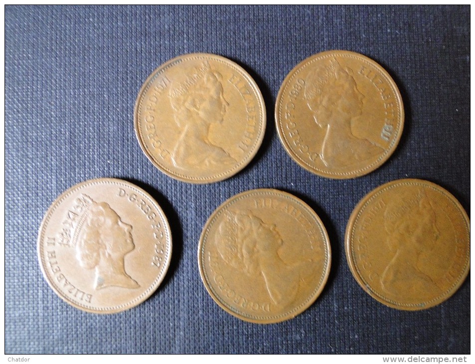 Grande Bretagne 5 Pièces De 2 New Pence 1971, 1980, 1987 - 2 Pence & 2 New Pence