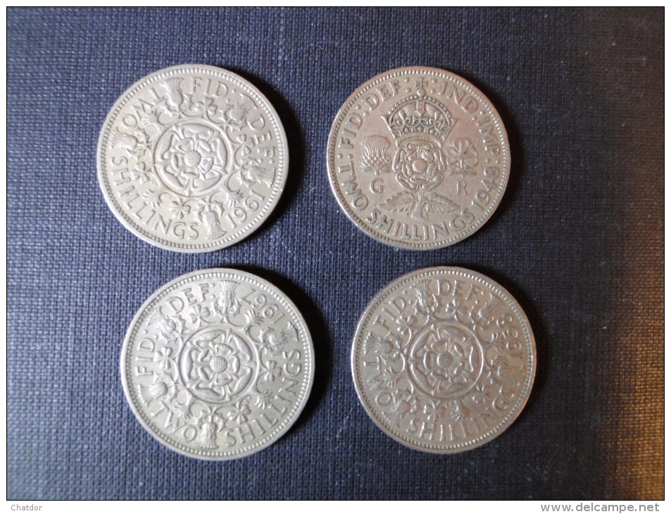 Grande Bretagne 4 Pièces De 2 Shillings 1948, 58, 61 Et 67 - J. 1 Florin / 2 Schillings