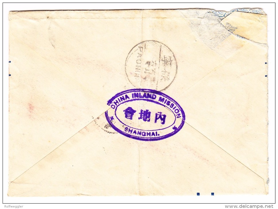 China Flugpost Brief Aus Shanghai Nach Paoning Langchung - 1912-1949 République