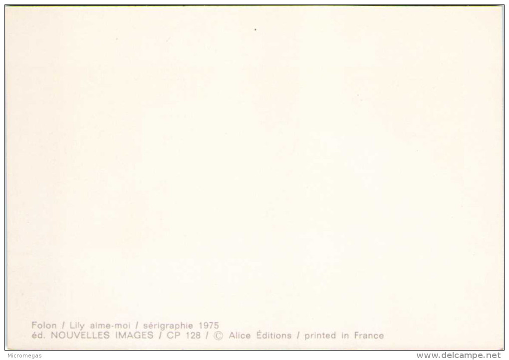 FOLON - Lily Aime-moi - Sérigraphie 1975 - Folon