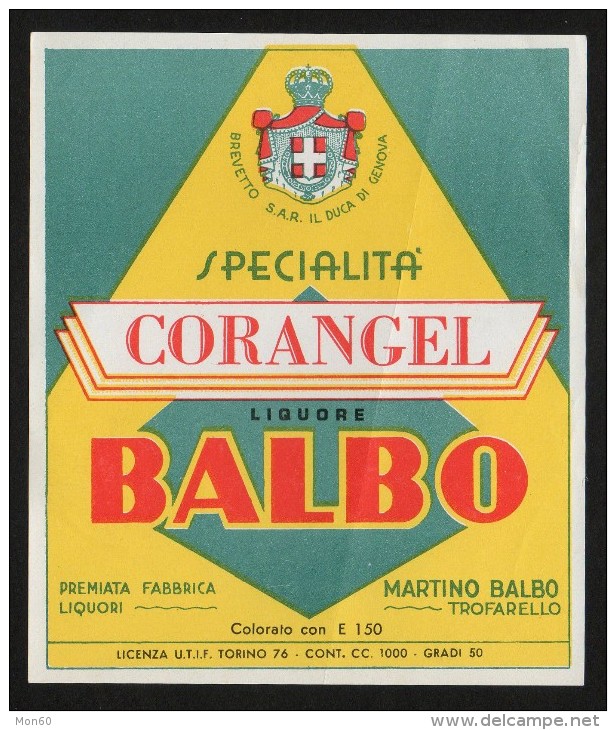 Etichetta - Corangel Balbo Liquore, Martino Balbo - Altri & Non Classificati