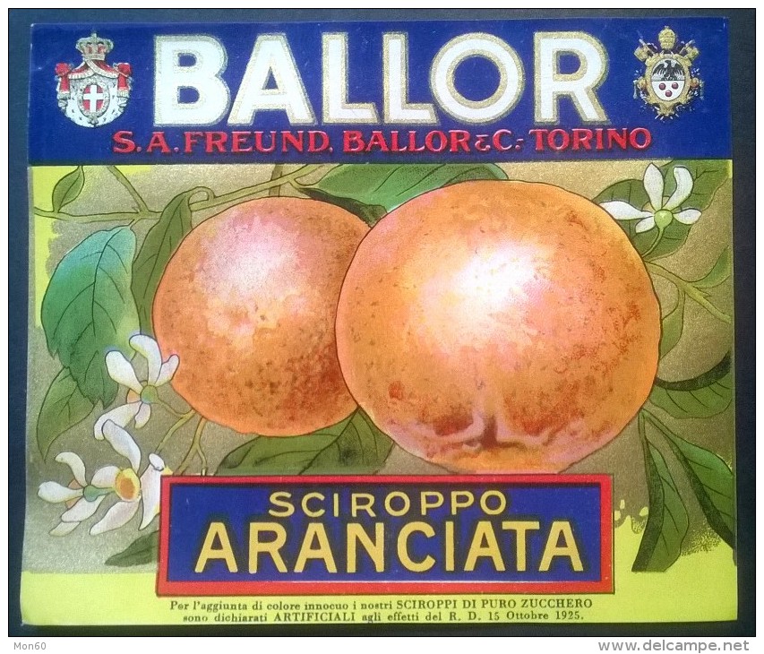 Etichetta - Sciroppo Aranciata - BALLOR  Torino - Altri & Non Classificati