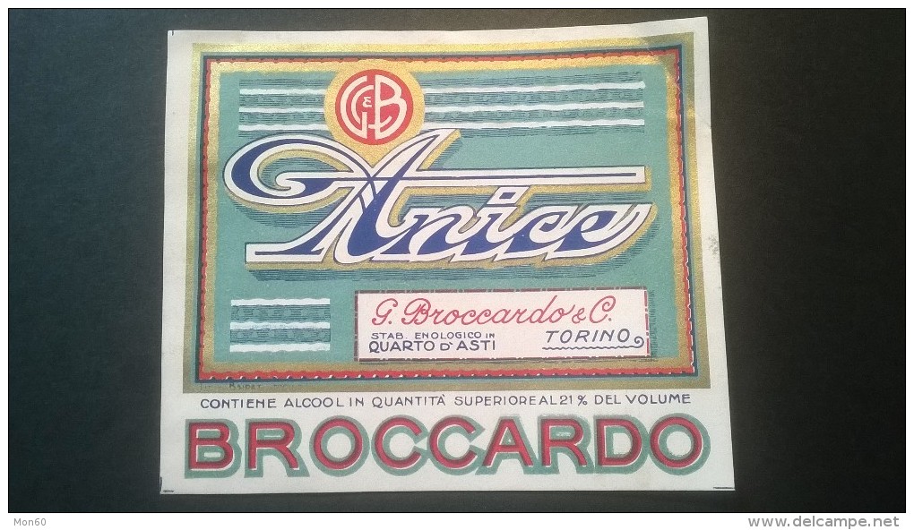 Etichetta - Anice - G. Broccardo & C. - Altri & Non Classificati
