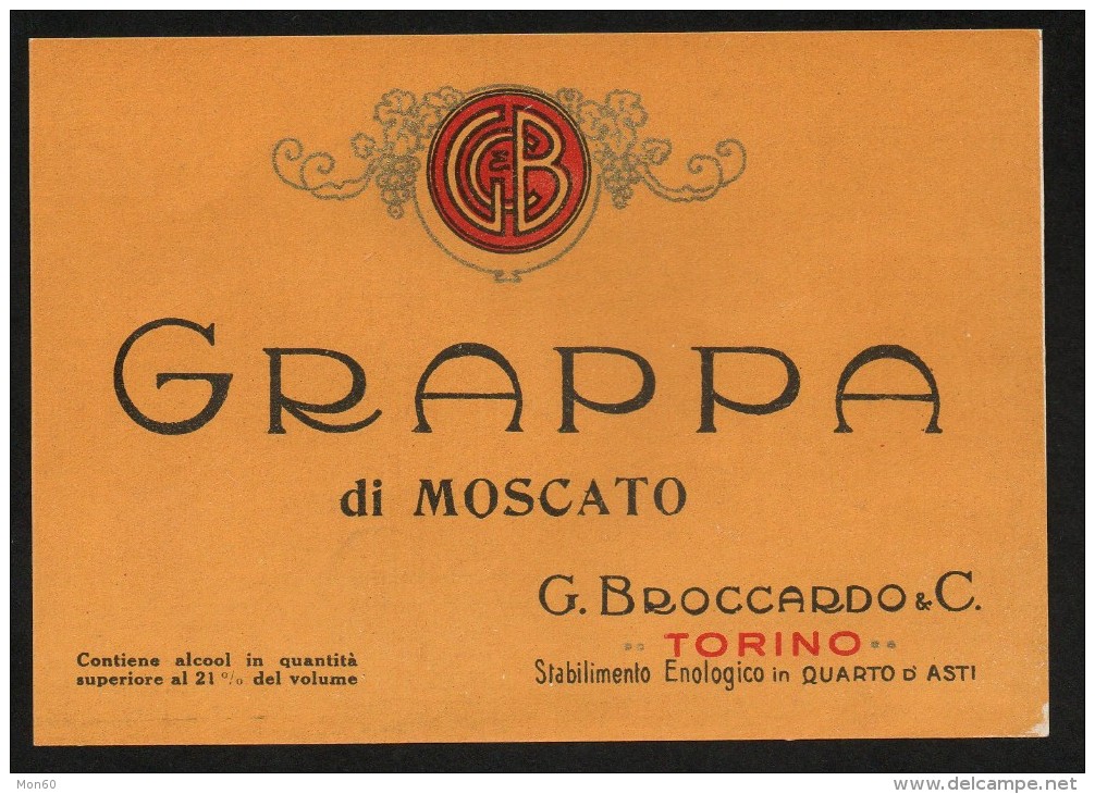 Etichetta - Grappa Di Moscato - G. Broccardo & C. - Altri & Non Classificati