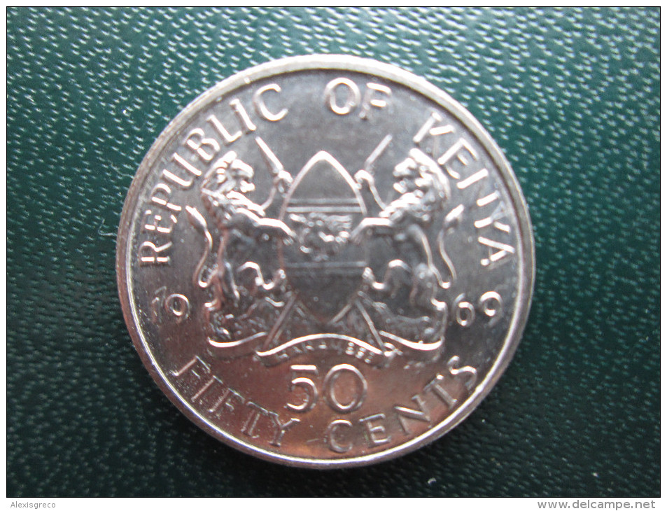 KENYA 1969  FIFTY CENTS   KENYATTA Copper-Nickel  USED COIN In EXCELLENT CONDITION. - Kenya