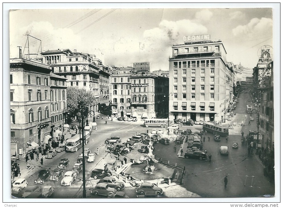 Cpsm: ITALIE ROMA Piazza Barberini (Voitures, Automobili, Trolley, Trolleybus) 1958  N° 450 - Transports